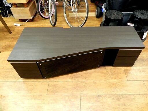 TVボード ダークブラウン 幅150×奥41～59×高40㎝ ローボード テレビボード TV台 収納 家具 札幌市 厚別区