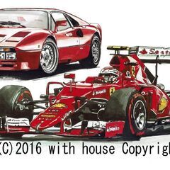 GC-241 フェラーリ288GTO/F-1 限定版画 直筆サイン有 額装済 作家 平右ヱ門