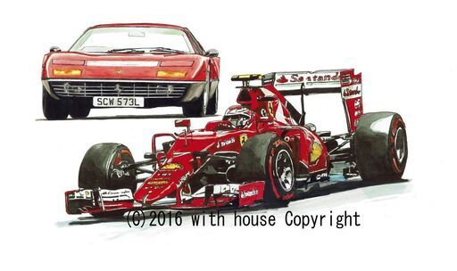 GC-243 フェラーリ365GTB/F-1 限定版画 直筆サイン有 額装済 作家 平右ヱ門