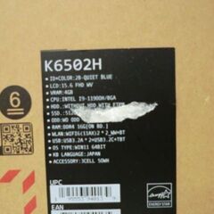 ジモティ来店特価!!!　ノートPC　ASUS　K6502HC-19R3050　　J-1224の画像