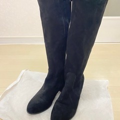 《美品》黒ロングブーツ40サイズ約24.5cmスウェード素材