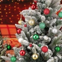 クリスマスボール三点セット　赤 緑 ピンク　装飾の画像