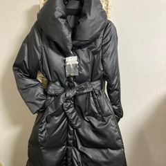 ダウンコート　へちま襟　新品　黒　チャコールグレー　13号