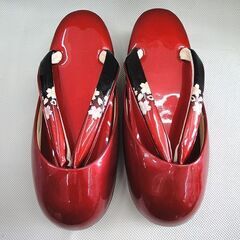 ☆ 未使用保管品 冬草履 レディース LL寸 現代屋 赤系 防寒草履 成人式 和装小物 冬用 和装 和服 着物 レッド系 札幌 東区 北20条店の画像