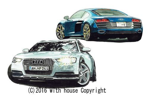 GC-247 アウディ A6/R8 限定版画 直筆サイン有 額装済 作家 平右ヱ門