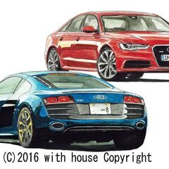 GC-248 アウディR8/A6 限定版画 直筆サイン有 額装済 作家 平右ヱ門