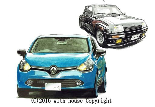 GC-253 ルノー/5 GT 限定版画 直筆サイン有 額装済 作家 平右ヱ門