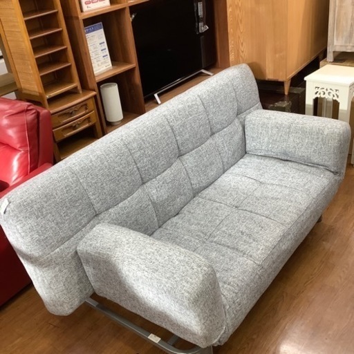 ソファーベッド　布　ライトグレー