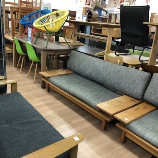 karimoku  2人掛けソファー  グレー×ナチュラル  【トレファク上福岡】