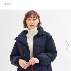 GU 中綿スタンドカラーブルゾンSC ネイビー　レディースの画像