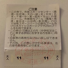 市営屋内プール共通回数券、安く売ります！の画像