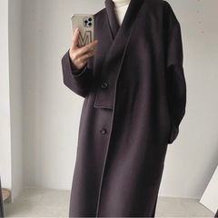 【nae. ナエ】 ノーカラー　コート　マフラーコートの画像