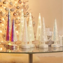 クリスマスキラキラガラスツリーライト　3個セット 自動オンオフタ...
