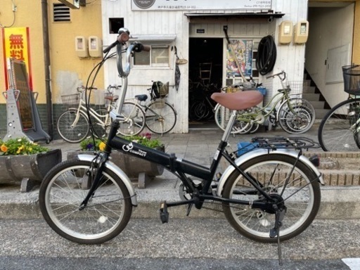 ?? 美品　折りたたみ自転車　２０インチ　6変速　黒　ライト　付き　タイヤ　キレイ
