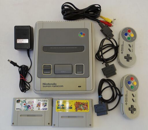 値下げ【中古/動作品】スーパーファミコン本体 + ソフト2本まとめてセット☆スーパーマリオワールド/スーパーボンパーマン☆
