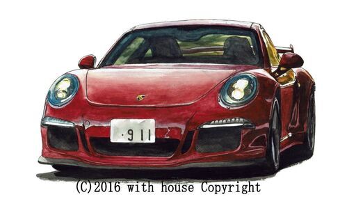GC-281 ポルシェ911 GT3 限定版画 直筆サイン有 額装済 作家 平右ヱ門