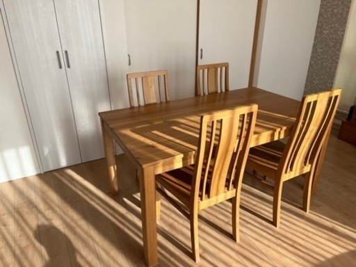 ダイニングテーブル5点セット シエル 150cm 無垢材 天然木 イス4脚