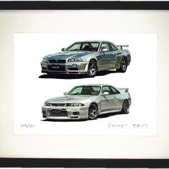 NC-271 GT-R R34/R33限定版画 直筆サイン額装●作家 平右ヱ門 NC-271 スカイラインGT-R R34/R33 限定版画 直筆サイン有 額装済