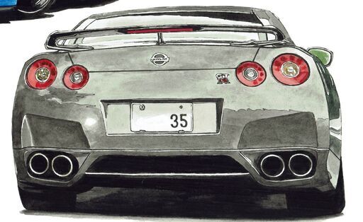 NC-280 スカイラインGT-R R34/R35 限定版画 直筆サイン有 額装済 作家 平右ヱ門