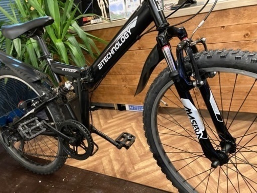 【前輪タイヤ・前輪チューブ新品！】サスペンション付き　6段変速　26インチ折りたたみマウンテンバイク　マットブラック
