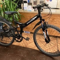 【前輪タイヤ・前輪チューブ新品！】サスペンション付き　6段変速　26インチ折りたたみマウンテンバイク　マットブラック 前輪タイヤ・前輪チューブ新品！】サスペンション付き 6段変速 26