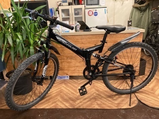 【前輪タイヤ・前輪チューブ新品！】サスペンション付き　6段変速　26インチ折りたたみマウンテンバイク　マットブラック