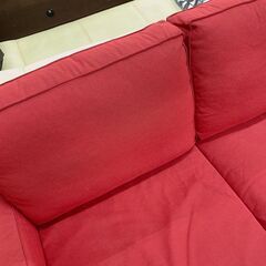 ソファー 赤 3人掛け ファブリックソファー