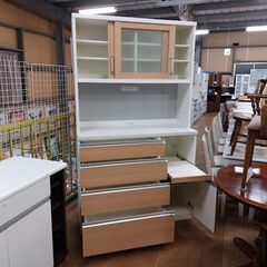 【愛品倶楽部柏店】　共和産業　シャロー１２０ＫＢ５０　２枚スライド扉キッチンボード　ナチュラルの画像