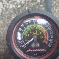 ゲージ付きフロアポンプ　空気入れ　英米仏バルブ対応　Planet Bikeの画像