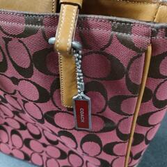 【引取決定】coach_ボックス型赤いトートバッグ