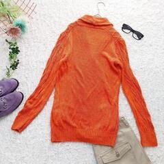 メンズビギ【2】メンズ オレンジ カーディガン ケーブル編み 長袖 カジュアルの画像