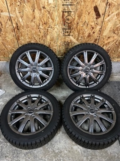 【9分山】タイヤ&アルミセット 165/55-15 15×4.5J+45 スタッドレスタイヤ DUNLOP WINTER MAXX ４本セット