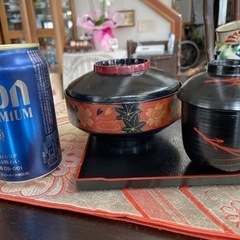 ☆あげます☆蓋付き吸い物碗10個セット（トレー付き）の画像