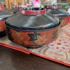 ☆あげます☆蓋付き吸い物碗10個セット（トレー付き）の画像