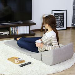 B ごろ寝クッション【ホニ／ベージュ色】1人掛け フロアソファー ローソファー 訳あり アウトレット品 ※定価5,290円の画像