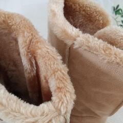 ノーブランド LL ムートン ショートブーツ ブラウン ベージュ スウェードの画像