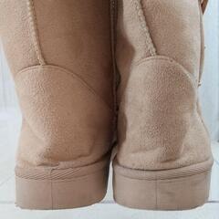 ノーブランド LL ムートン ショートブーツ ブラウン ベージュ スウェードの画像