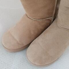 ノーブランド LL ムートン ショートブーツ ブラウン ベージュ スウェードの画像