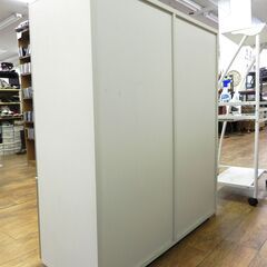 食器棚 白/ホワイト 収納ラック 幅110×奥43×高122cm ガラス板 サイドボード シェルフ 家具 札幌市 厚別区の画像