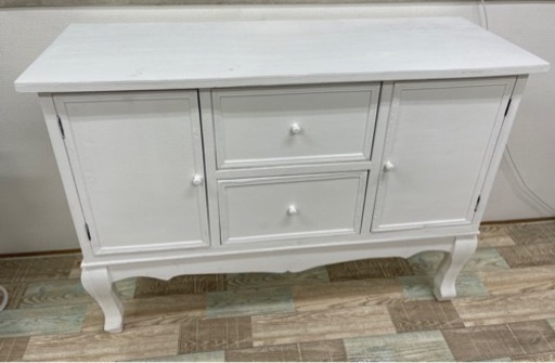 手作り風木製ドレッサー　ホワイト