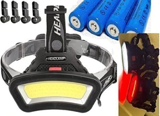 とにかく明るい充電式（lifepassion）【広角-予備充電電池付き】ヘッドライト COB LEDヘッドライト広角 高輝度 5000ルーメン LED ヘッドランプ usb充電式 18650バッテリー付属　 電量ディスプレイ　赤＆白ライト SOS点滅 防水防塵 90°角度調整可 夜釣り 最適 登山.