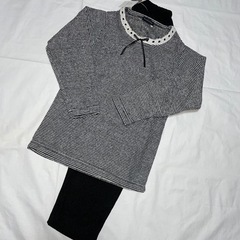 【新品】裏フリース 長袖長パンツセット モノトーンの画像