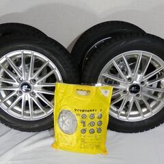 Kカー用　スタッドレス＋チェーン　アルミ付155/65R14　安心セット