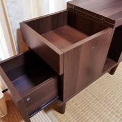 サイドテーブル　北欧　収納　ブラウン　ナイトテーブル サイドチェストベッドサイドテーブル ソファテーブル ベッドサイドチェスト ソファーテーブル コンパクト 収納 ウォールナット調の画像