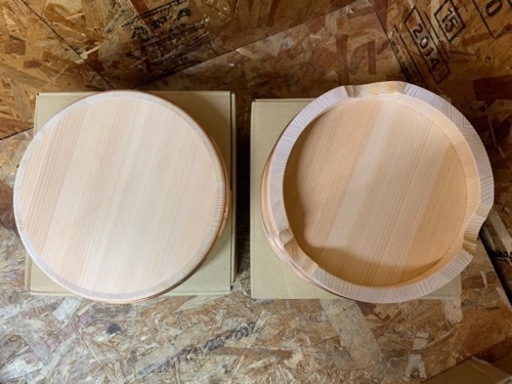 (5828) 未使用 椹・江戸びつ 5合 21cm 2個 日本製 国産 おひつ お櫃 さわら 木製品 業務用 飲食店 厨房 店舗用品 