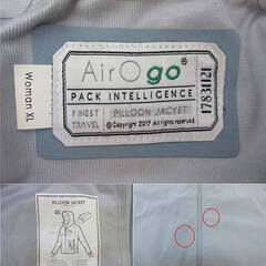 ss4493　エアーオーゴー　多機能ジャケット　レディース　XL　水色　AirOgo　PILLOON JACKET　ライトブルー　ネックピロー　アイマスク　防水　防風　旅行　アウトドア　ビッグポケット　2017の画像