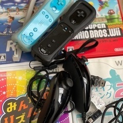 Wii本体+ ソフト×4つの画像