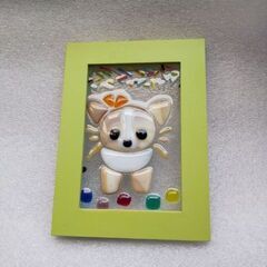 ステンドグラス　犬　影飾り　置物　わんちゃん　ちわわ