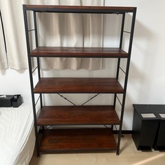 ダークブラウン×アイアン　オープンシェルフ