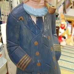マドロス人形 船員 幅33×奥23×高107cm 木彫り 船乗り 置物 工芸
